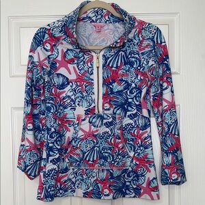 Lilly Pulitzer Pink and Blue Starfish Floral Pullover